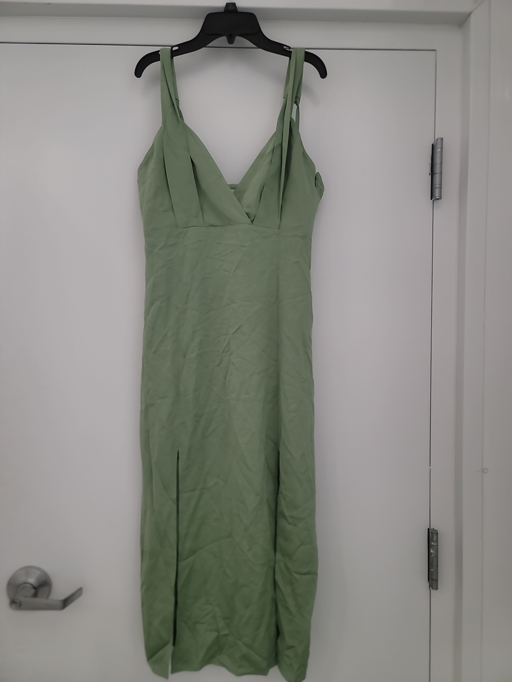 IRO Paris Women Saran Strapless Side Slits Midi Dress Almond Green Sz 38 (6)
